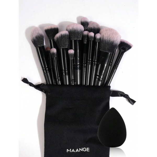 MAANGE Set de 18 Pinceaux + 1 Éponge de Maquillage Noir – Image 2
